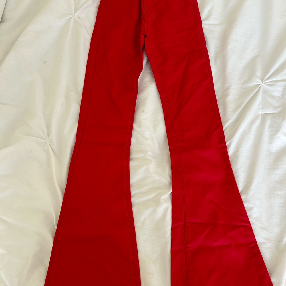 Edikted Luna Faux Leather Flare Jeans